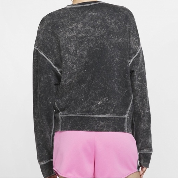 Nike French Terry Rebel CrewNeck Acid Wash Black Grey Sweatshirt - Picture 3 of 8